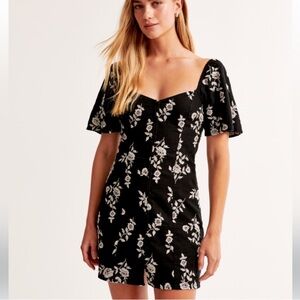 Abercrombie & Fitch Black and White Ruffled A-line Mini Dress